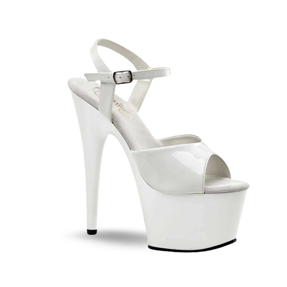 Open-Toe Ankle Strap Platform Heel Sandals-White
